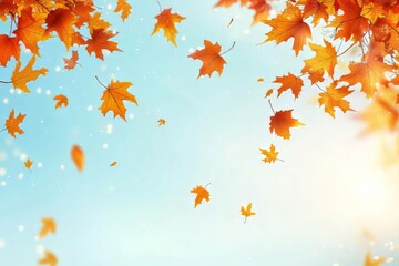 Autumn Leaves Falling: A Serene Sky Landscape