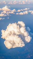 Naklejka premium Majestic Cumulus Cloud Aerial View Nature Sky Weather Atmospheric White Fluffy Bl