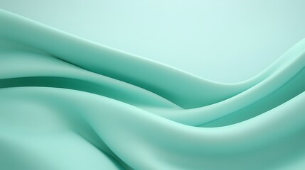 Obraz premium Serene Mint Green Fabric Waves Gently Flowing Across a Soft Surface in Smooth Texture and Elegant Design