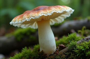 Fototapeta premium image of the Phallus indusiatus (Bridal Veil Stinkhorn) mushroom, capturing its extraordinary and unusual morphology with scientific precision.