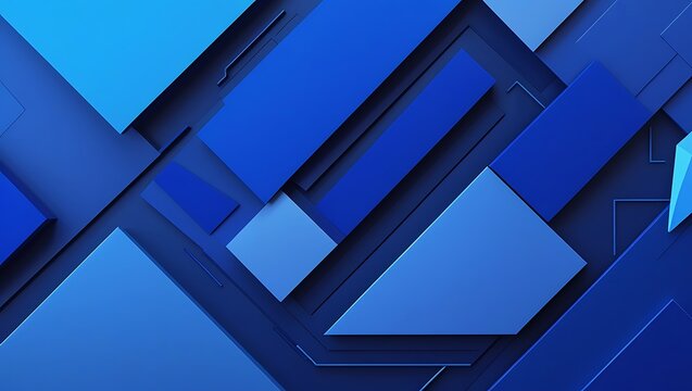 A cobalt blue backdrop with layered angular shapes in shades of blue, featuring clean lines and depth, creating a modern, futuristic look that evokes technology and innovation.