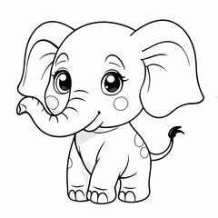 Fototapeta premium Happy Cartoon Elephant Coloring Page