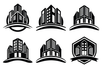 Real Estate icon set. Vector illustration. The collection contains icons: House, Real Estate Insurance, Real Estate Agent, House Key, Domestic Life, Real Estate Construction, Relocation, Home.