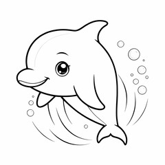 Obraz premium Cute Cartoon Dolphin Coloring Page