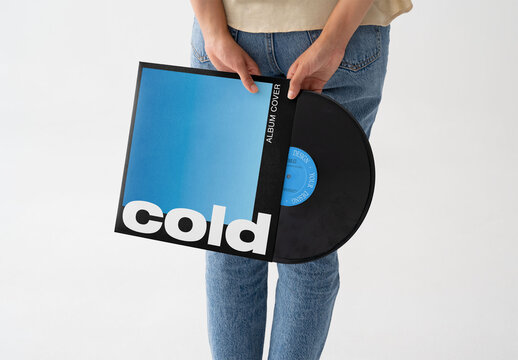 Mockup Of Woman Holding Customizable Vinyl