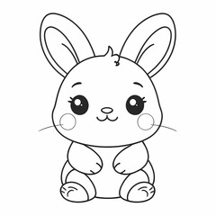 Obraz premium Cute Cartoon Bunny Coloring Page