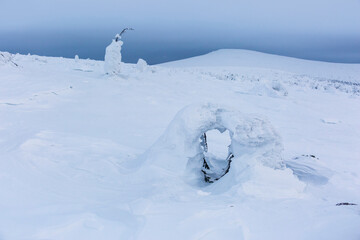 Winter on the Northern Ural mountains, Komi Republic, Russia