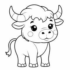 Fototapeta premium Friendly Bull Coloring Page