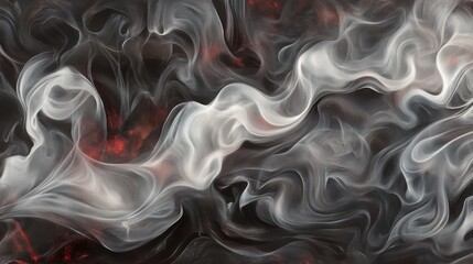 Obraz premium Abstract swirling smoke pattern with black, gray, and subtle red