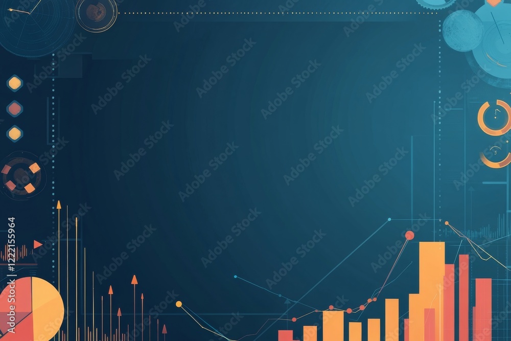 Poster abstract data visualization background with charts and graphs