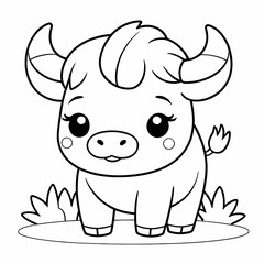 Naklejka premium Friendly Buffalo Coloring Page