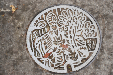 Japanese cultural manhole cover.