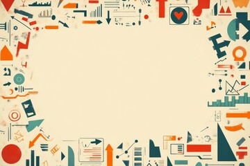 Abstract Geometric Composition with Arrows and Charts in Vintage Style