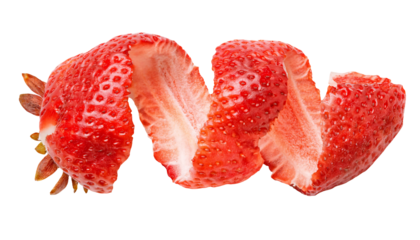 spiral strawberry peel on isolated background for creative food and fruit texture designs
