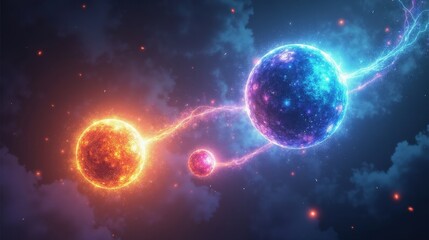  A swirl of glowing energy orbs, colorful sparkles, and enchanted runes floating in a dark fantasy-inspired digital void.