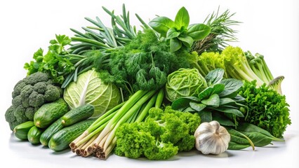 Fresh Green Vegetables & Herbs Harvest - Healthy eating