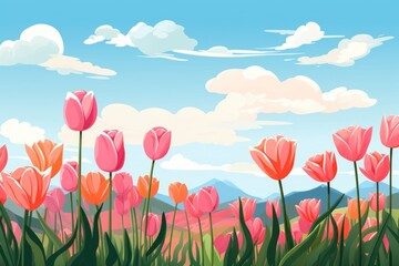 Fototapeta premium Tulip hills landscape outdoors blossom.
