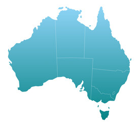 Australia map outline blue color