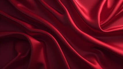 Fototapeta premium Luxurious Red Silk Fabric Displaying Elegantly Flowing Folds