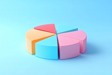 Obraz premium Pie chart with divided segments in 3d Visualization in multiple colors on white background. Circle pie chart in 1,2,3,4,5,6,7,8,9,10,11,12 sections or segments. Used for analyzing data.