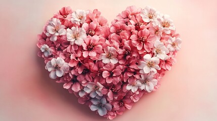 Fototapeta premium Romantic illustration of a heart shaped floral arrangement with delicate petals capturing the essence of love and affection on valentines day