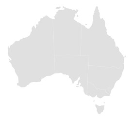 grey Map of Australia, empty map, blank map