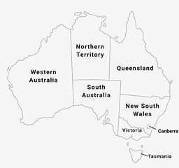 Australia outline map, Australia states map