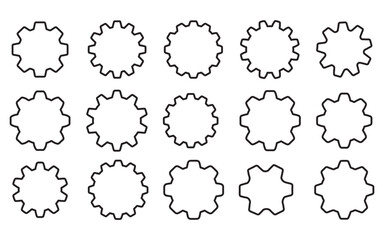 Collection of Gears icon outline vector. Settings icon. Vector gear tool or button for web application or UI