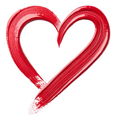 Red acrylic oil texture stroke heart form Valentine Day element