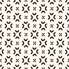Simple minimalist geometric seamless pattern. Abstract monochrome minimal background with small floral shapes. Subtle repeat design for decor, print.