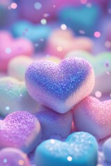Fototapeta premium Pastel heart candies, Valentine's Day, romantic, bokeh background, love