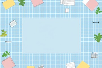 Pastel Office Workspace: Flatlay Design with Blank Space