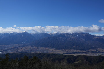 Fototapeta premium Scenery of mountain trail of Mt.takazuyasan in Komagane City, Nagano Prefecture.