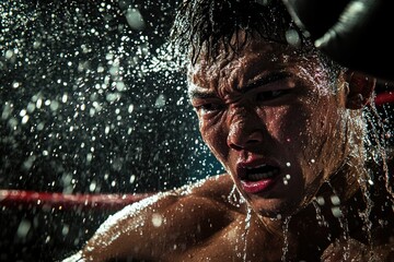 Fototapeta premium cinematic still capturing raw energy of boxing match