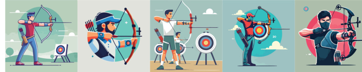 Vector collection of an archery athlete © ngentutgajah