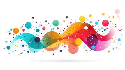 Fototapeta premium Colorful abstract curved shapes with dots, useful for modern designs and technology background