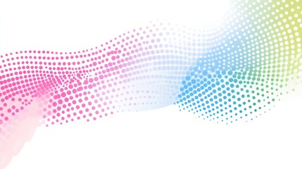 Abstract colorful dots flowing in wavy lines on a plain background, suitable for digital uses
