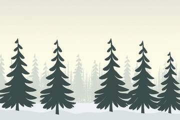 Obraz premium Forest Dawn Gradient: A forest scene where the sky transitions from a misty gray at the tree line to a pale, early morning yellow