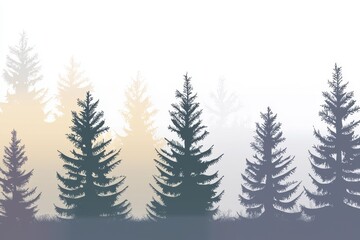 Fototapeta premium Forest Dawn Gradient: A forest scene where the sky transitions from a misty gray at the tree line to a pale, early morning yellow