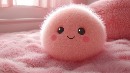 Fototapeta premium Adorable pink fluffy creature. AI.