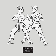 Karate freehand drawing, vector illustration design.