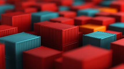 Obraz premium Abstract geometric background with vivid red and blue cubes design vivid