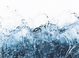 Abstract blue water splash isolated on white background.