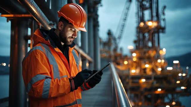 The Worker Using Tablet Outdoors
