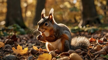 Cute Squirrel in a forest 