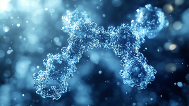 Exploring the dynamic motion of water molecules in chemistry with minimalistic bright tone and modern blurred effect capturing the chaotic flow and energy of the molecules