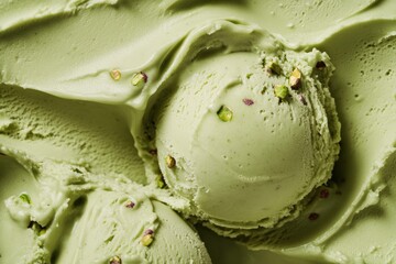 Naklejka premium Creamy green ice cream swirled with textured layers and sprinkle