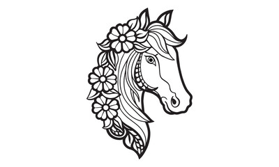 Elegant Horse Head with Flowers