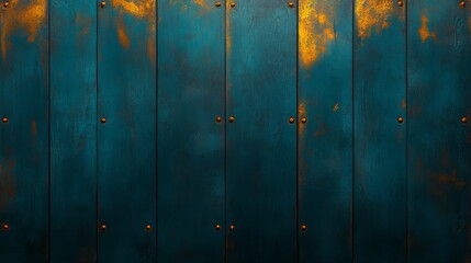 Fototapeta premium Rustic weathered wooden wall with peeling paint and rust details rustic