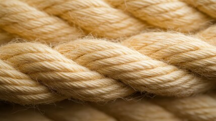Closeup of intertwined rope material, a detailed view of texture and fiber closeup